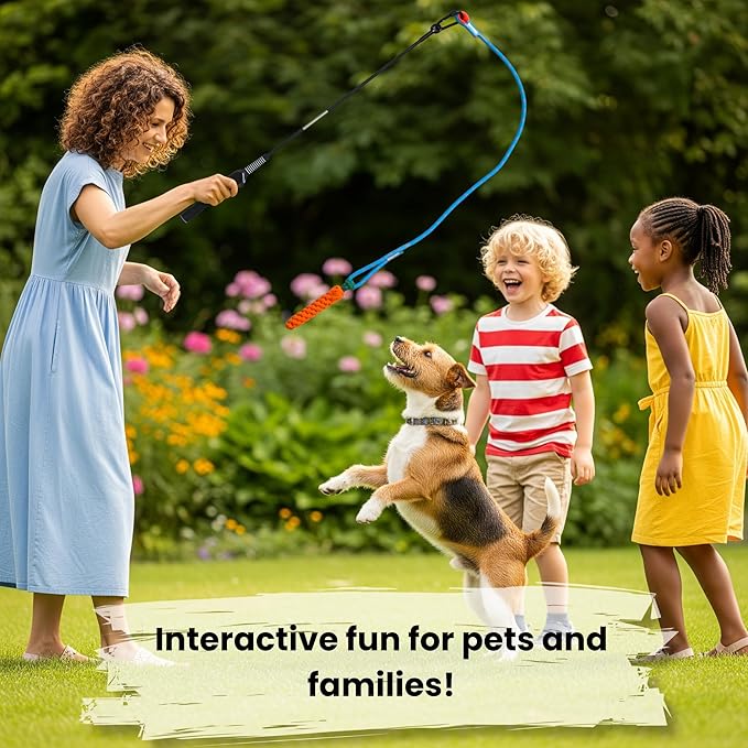 Flirt Pole for Dogs, Tether Tug Outdoor Dog Toy, Interactive Toys for Large Breed & Puppies, Agility Training Equipment, Durable Rope Toy with Chew Ball, Exercise & Training Tool