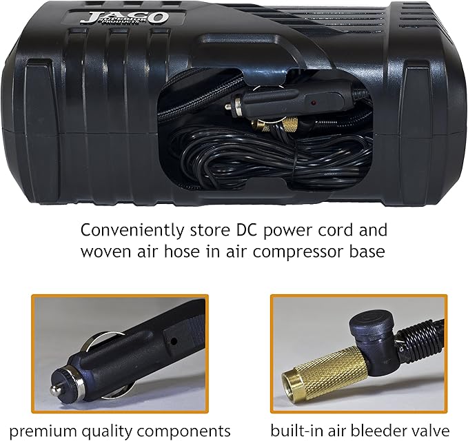 JACO SmartPro 2.0 AC/DC Digital Tire Inflator Pump - Automatic Portable Air Compressor - 100 PSI (12V DC, 110-120V AC)