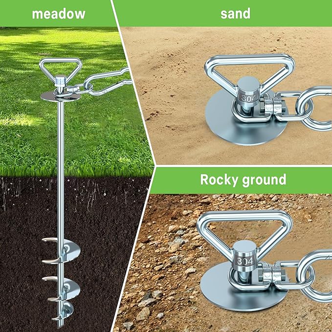 TOMBABY Dog Tie Out Cable and Stake,with 30FT Heavy Duty Cable,360° Swivel Dog Anchor& Anti-Tangle,Dog Runner for Yard,Dog Stake Allows Dogs Up to 210 lbs, Dog Stakes for Outside Beach,Camping, Yard