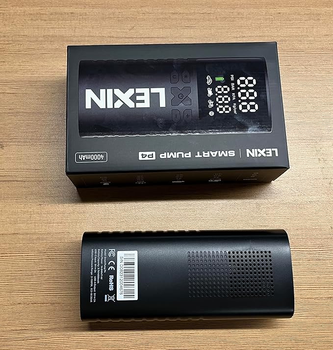 LEXIN P4 Tire Inflator Portable Air Compressor, 150PSI Electric Air Pump for Car Tires, w/Pressure Gauge&LED Light, 4000mAh Cordless Smart Pump for Car/Motorcycle/Bike/Bicycle/Scooter/Ball/Inflatable