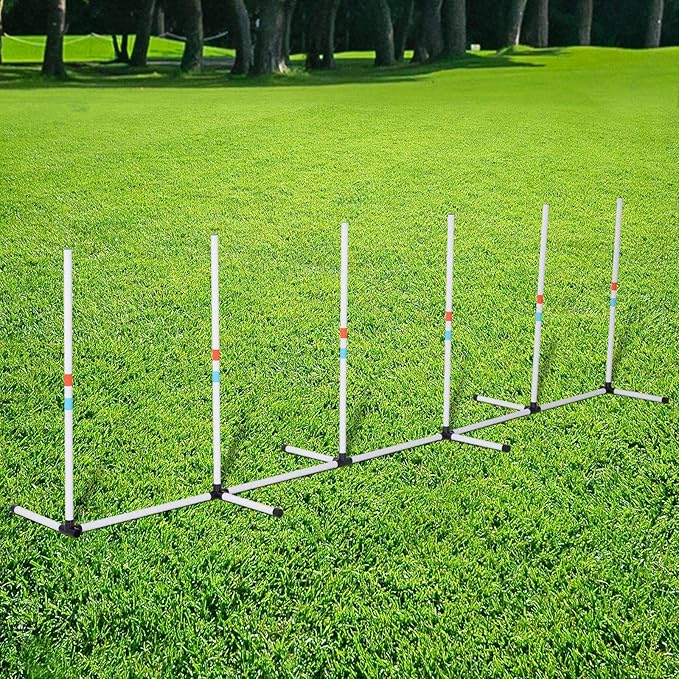 PawHut Adjustable Dog Agility Training Obstacle Set with Weaves Poles and Storage Bag