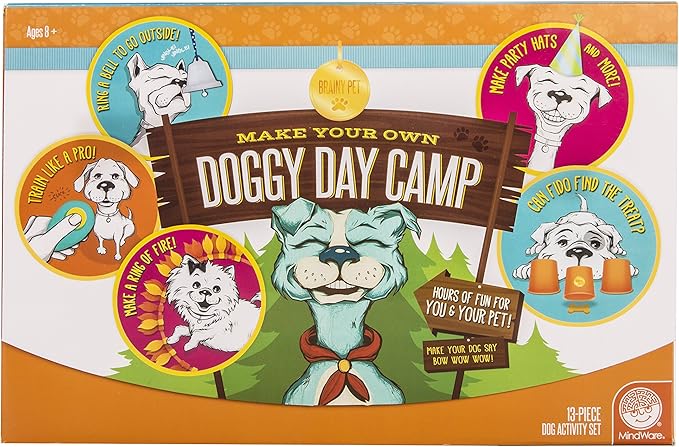 MindWare Make Your Own Doggy Day Camp – Deluxe Outdoor Activity Kit for Dog Lovers with Many Fun Training & Play Challenges | Interactive Bonding Gift for Active Dogs & Their Humans