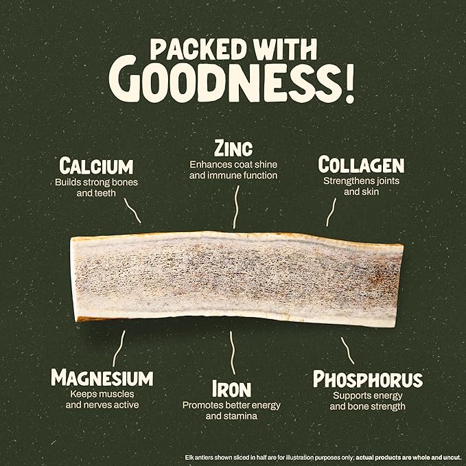 Heartland Deer Antlers for Dogs - Daily Dental Care Chews for Aggressive Chewers to Reduce Plaque & Prevent Destructive Behavior (Small, 4–5, 2-Pack, Grade A, USA Made)