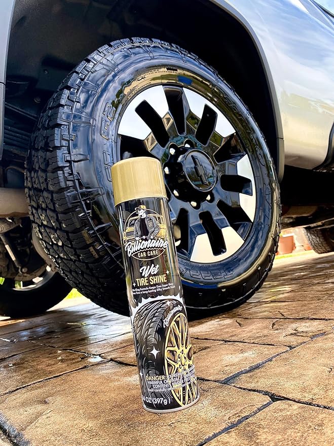 Billionaire wet tire shine spray - 1 Can 14 oz No sling formula Long-lasting silky smooth finish - Spraying maximum Protection Fast Dry - Car Detailing