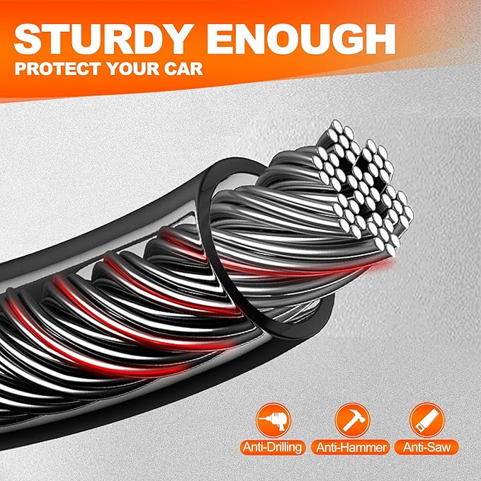 KAYCENTOP Car Steering Wheel Lock, Seat Belt Lock, Car Locks Anti-Theft Device with Aluminum Alloy Lock Housing, Max 17 Inch Length, High Visibility and Light-Weight, Universal Fit, 3Keys(Black)