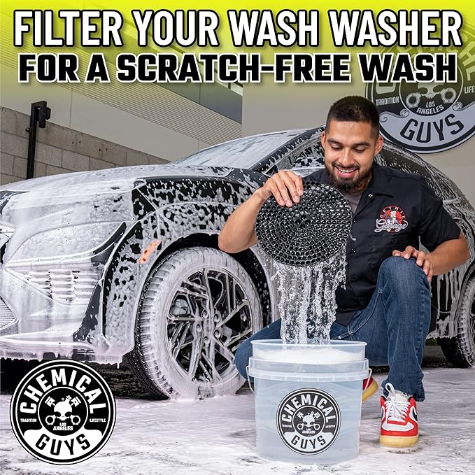 Chemical Guys Ultimate Scratch-Free Detailing Car Wash Bucket Kit with Accessories, Car Detailing Kit With Dirt Trap, Wash Mitt, Lid, and 16 oz Soap, Safe For Trucks, SUVs, Motorcycles, RVs