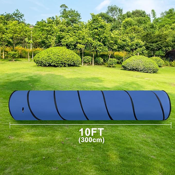 Dog Agility Tunnel, Dog Agility Equipment, Dog Agility Training with Carry Bag (Blue)