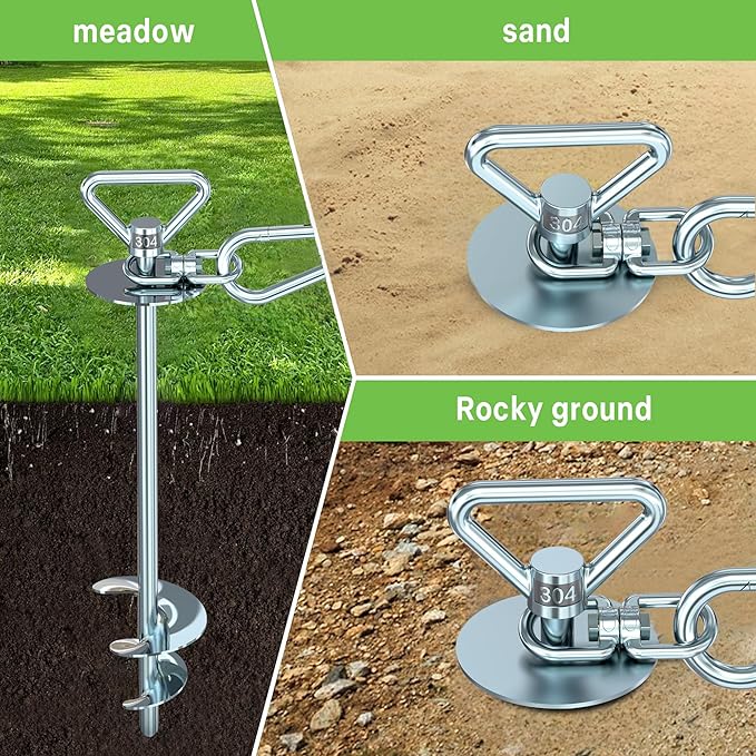 TOMBABY Dog Tie Out Cable and Stake,with 30FT Heavy Duty Cable,360° Swivel Dog Anchor& Anti-Tangle,Dog Runner for Yard,Dog Stake Allows Dogs Up to 150 lbs, Dog Stakes for Outside Beach,Camping, Yard