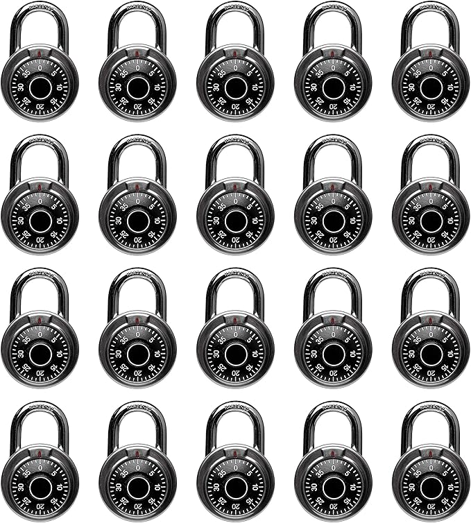 Locker Lock, 2 in Combination Lock, Black, 20 Pack