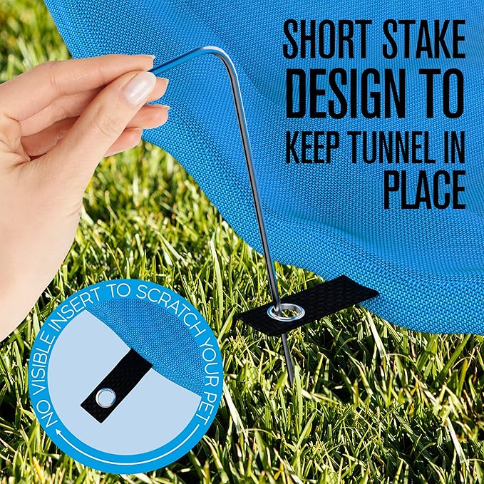 Houseables Dog Tunnel, Dog Agility Tunnel, Agility Equipment, Puppy Obstacle Course, Pet Playground, Crawling, Small, Medium, Large, Indoor/Outdoor, Play, Pop Up Set, Exercise Tube, Toy, Blue, 18 Feet